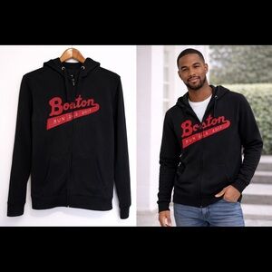 The North Face Mens Medium Black Zip Hoodie Boston marathon Graphic Logo